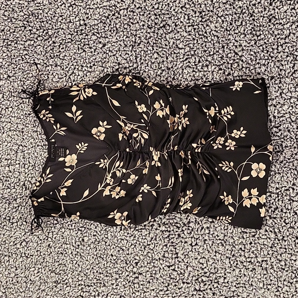 The Limited Black & Pink Floral Silk Sleeveless Top Women Size S